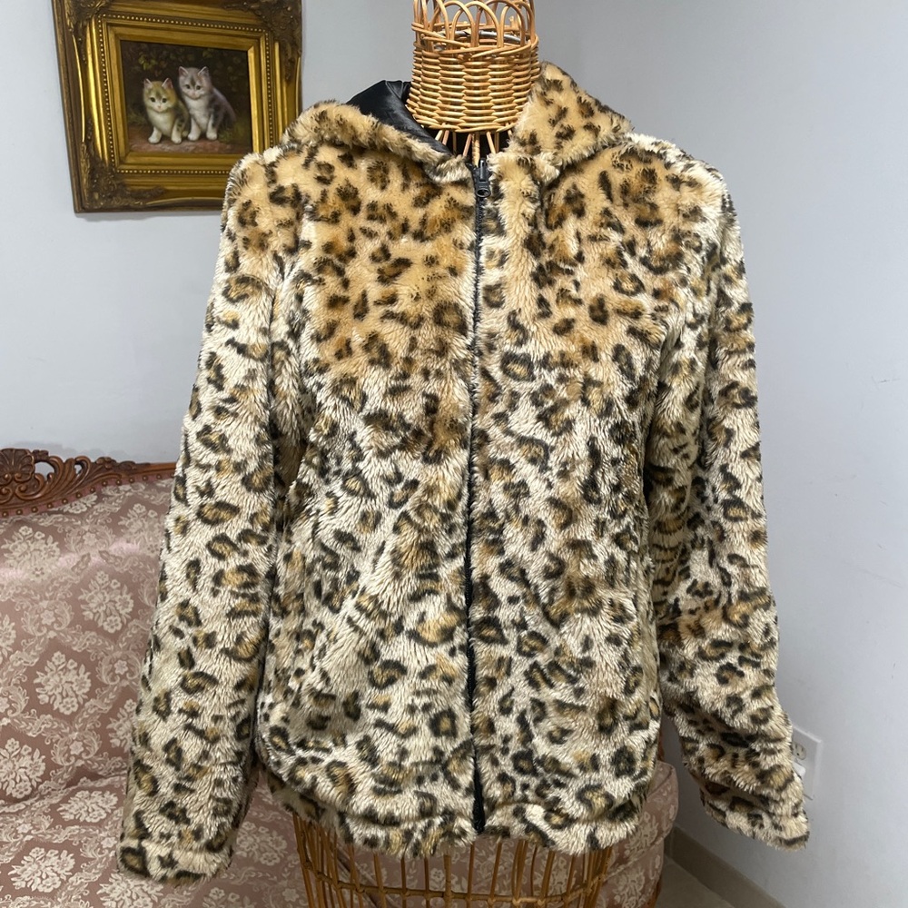 Leopard Print Faux Fur Jacket